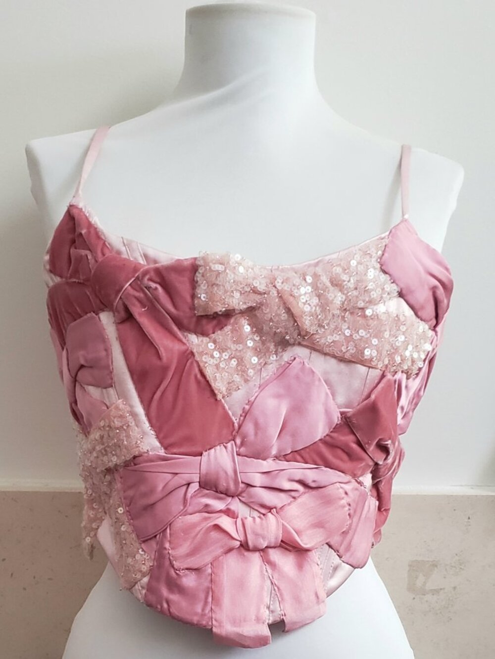 LoveShackFancy Women Woodley Bow Bustier Top Pink NWT $445